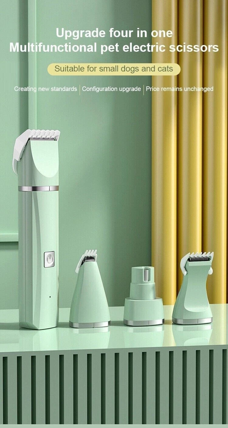 4 in 1 Pet Grooming Clipper Kit Dog Cat Hair Trimmer Nail Grinder Low-noise USB
