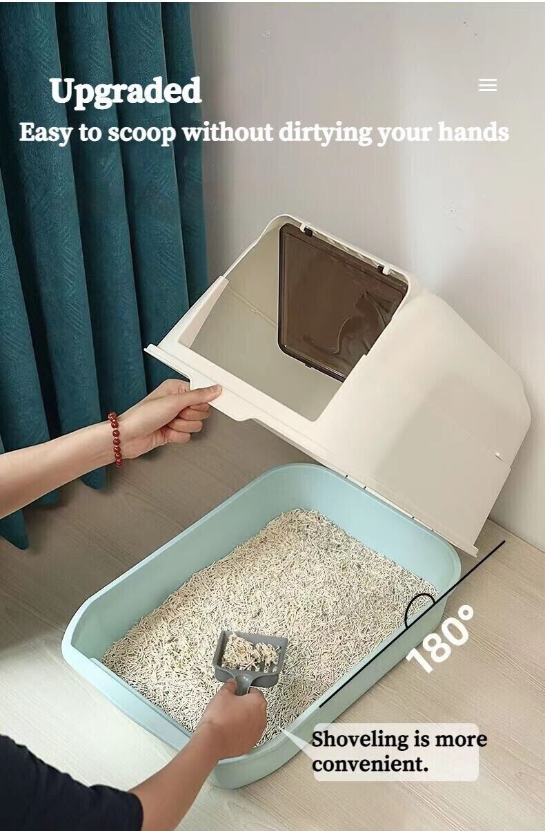 Large Space Fully Enclosed PP Resin Detachable Cat Litter Box Kitty Pet Toilet