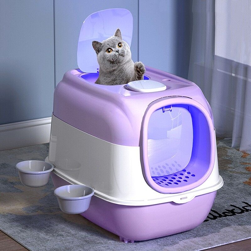 UVC Sterilization Fully Enclosed Cat Litter Box Pet Toilet Odour Control Basin