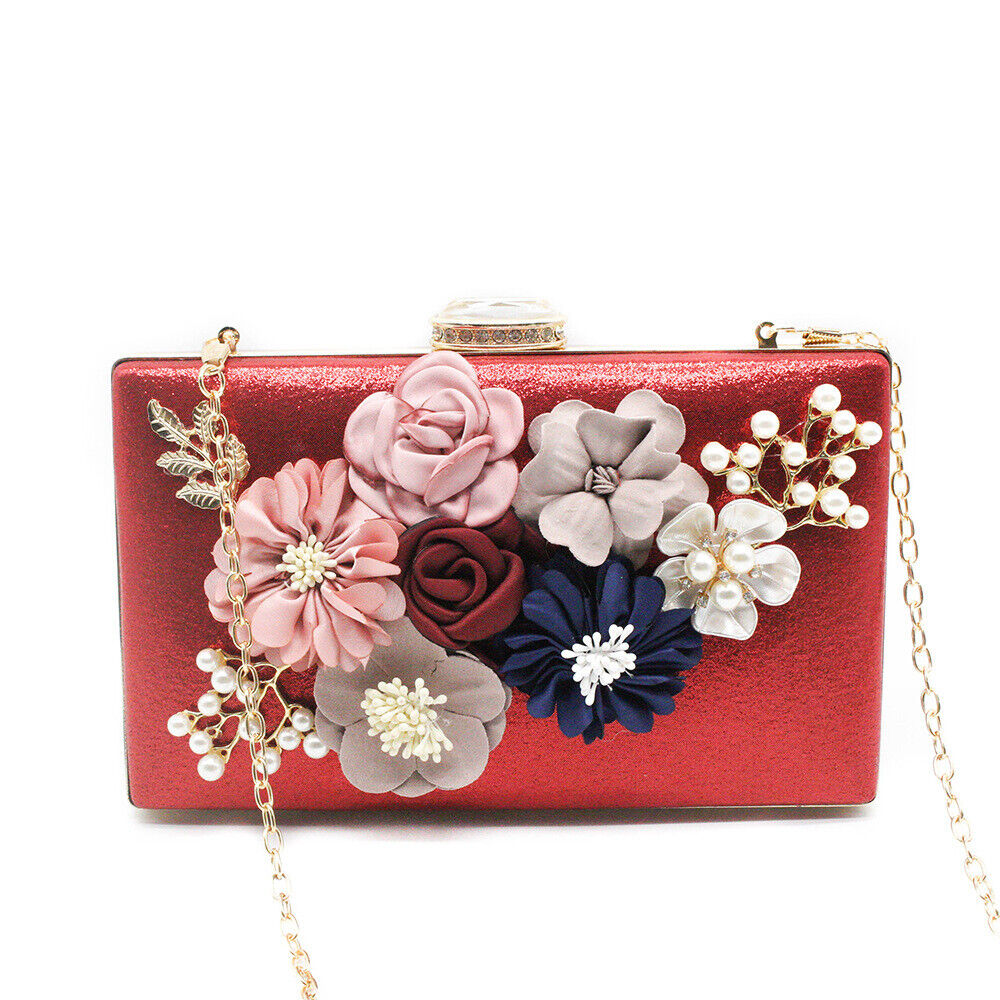 Women Ladies Evening Clutch Dinner Bag Purse Wedding Party Bridal Chain Handbag
