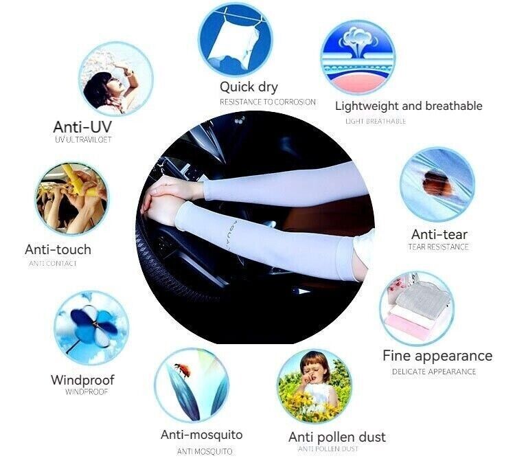 UV Sunburn Protection Ice Sleeve Cooling Arm Summer Cycling Outdoor Running