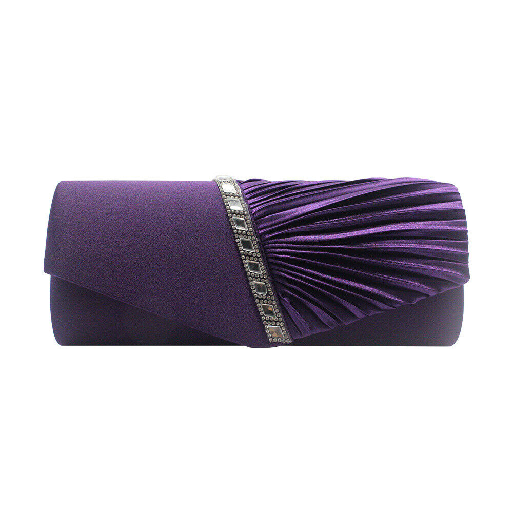 NEW Shining Satin Ladies Evening Clutch Bag Wedding Bridal Chain Handbag