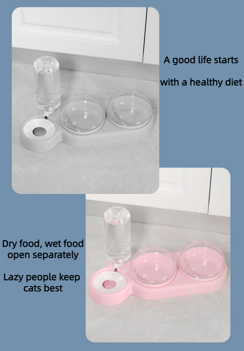 Pet Cat Three Bowl Dog Bowl Stand Cat Dog Automatic Feeder Water Fountain