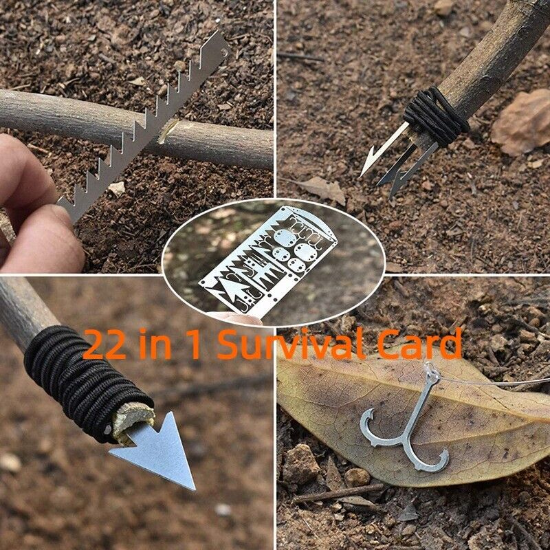 Outdoor 22 In 1 Multifunctional Survival Tools Fishing Gear Fishing Hook Card