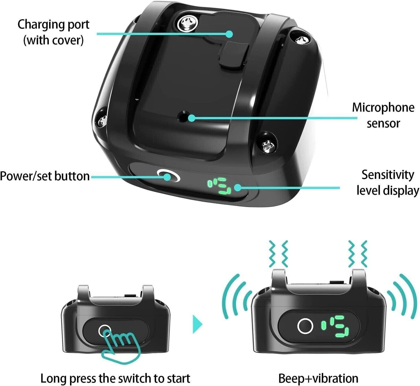 Waterpoof Safe Training Anti Bark No-Shock Dog Collar Rechargeable Stop Barks