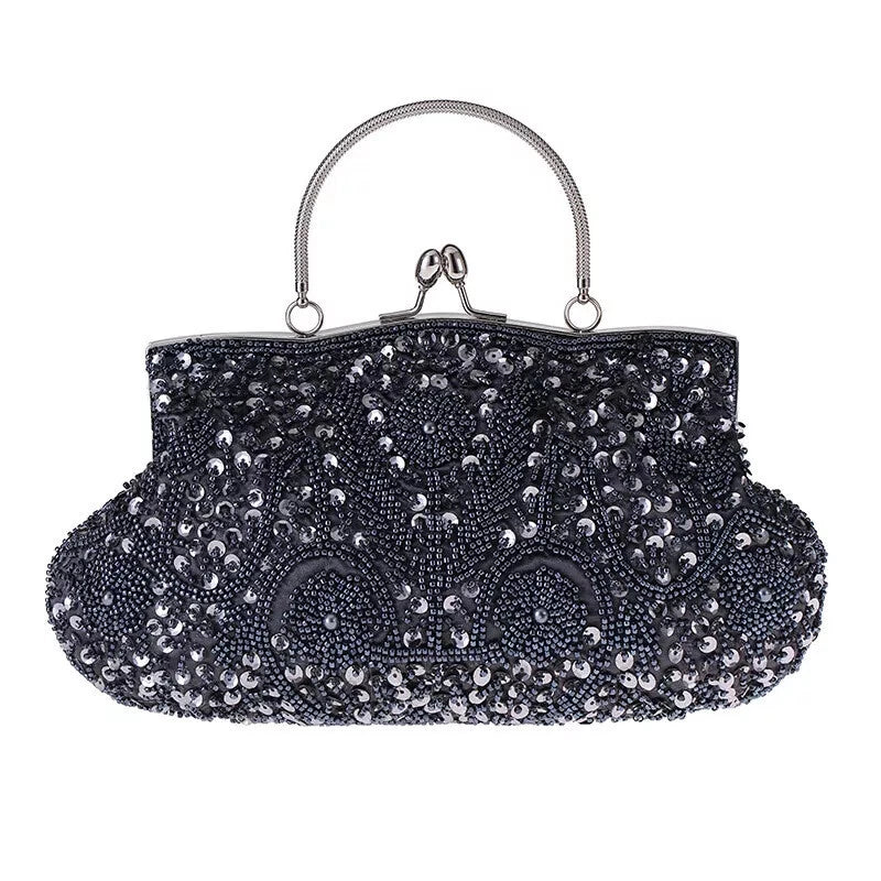 Women Beaded Sequin Evening Bag Clutch Wedding Bridal Prom Party Handbag Purse