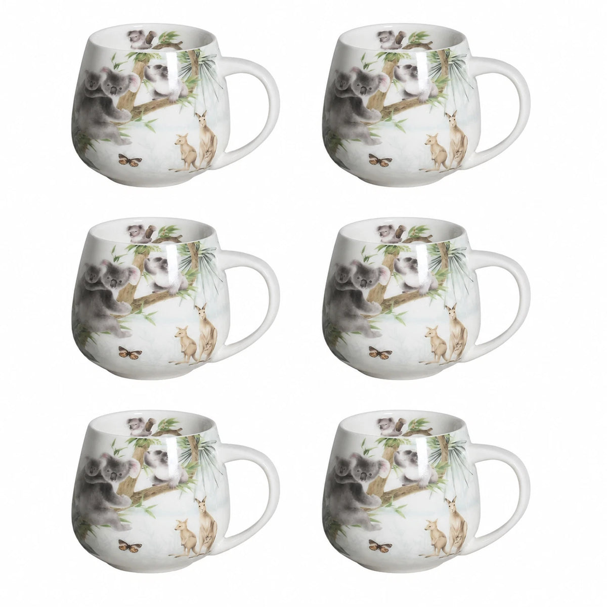 1-6x Australian Wildlife Koala Mug 400cc Fine Porcelain Coffee Tea Cup Gift Box