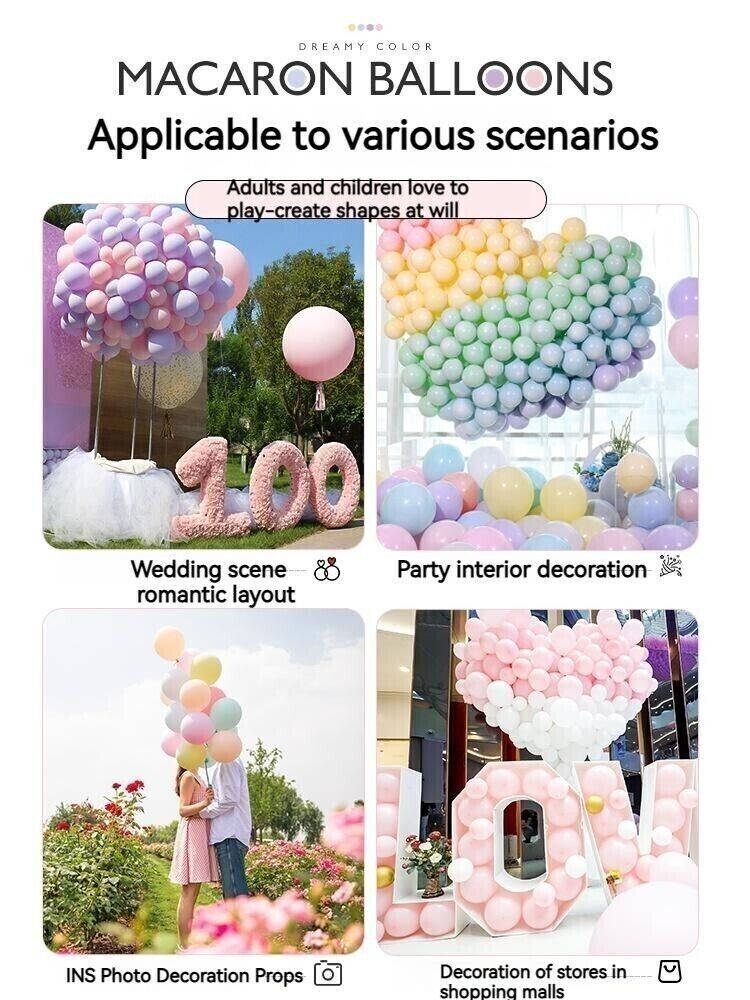 Birthday Party Wedding Room Layout Event Decoration Macaron Matte 10" Balloon