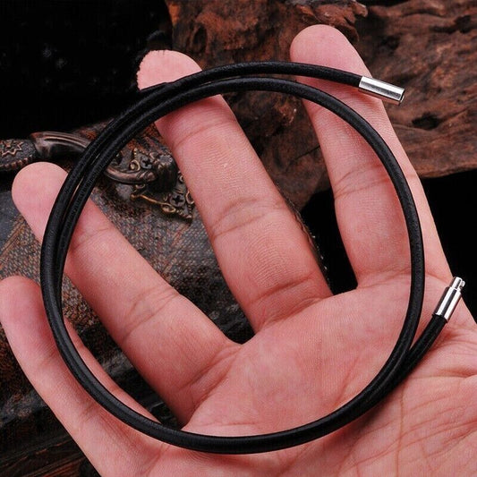 Unisex Fashionable Cowhide Rope Versatile Stainless Steel Buckle Necklace