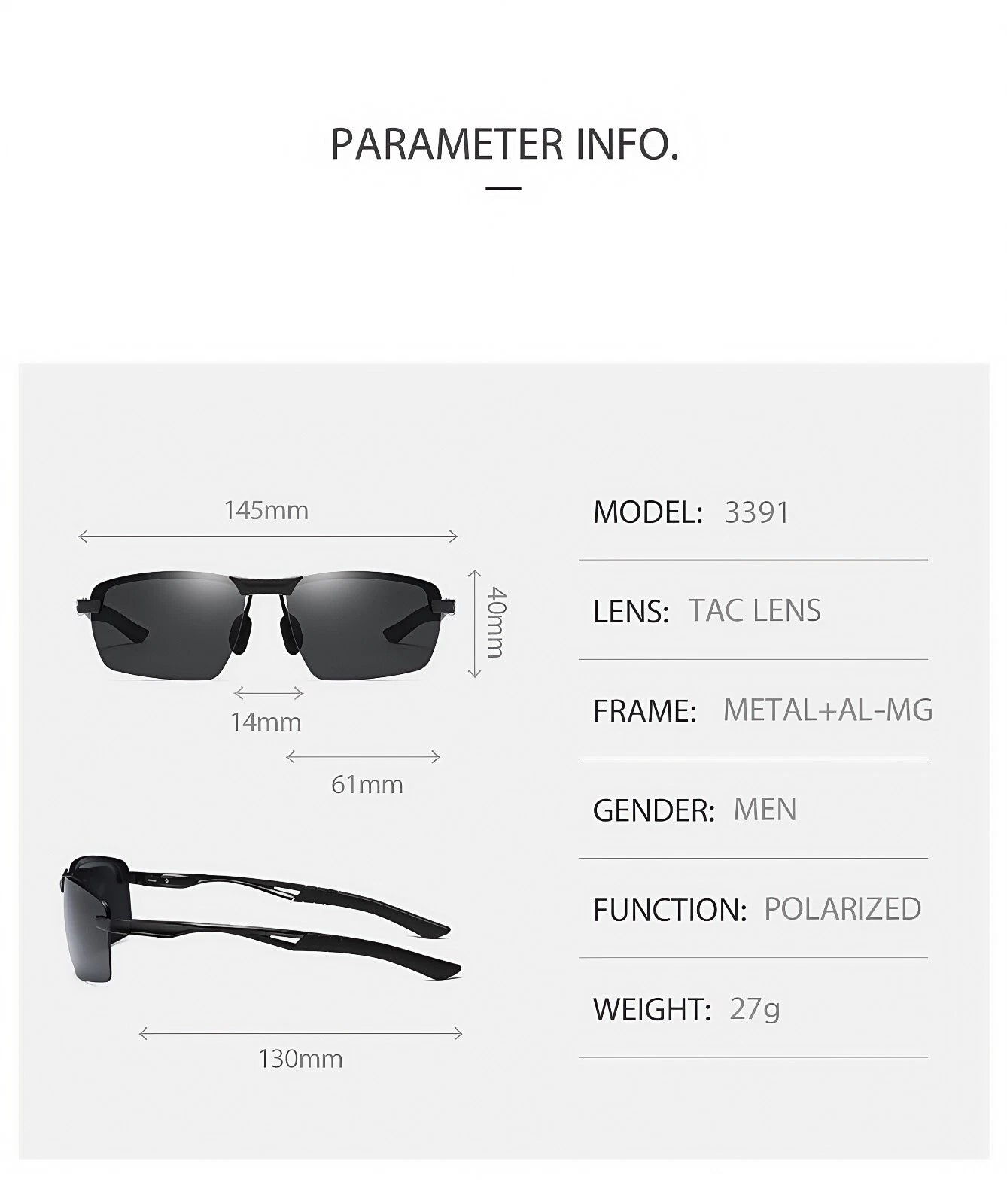 Men Sport Driving Fishing Cycling Polarized Anti Glare UV400 Rimless Sunglasses #3391