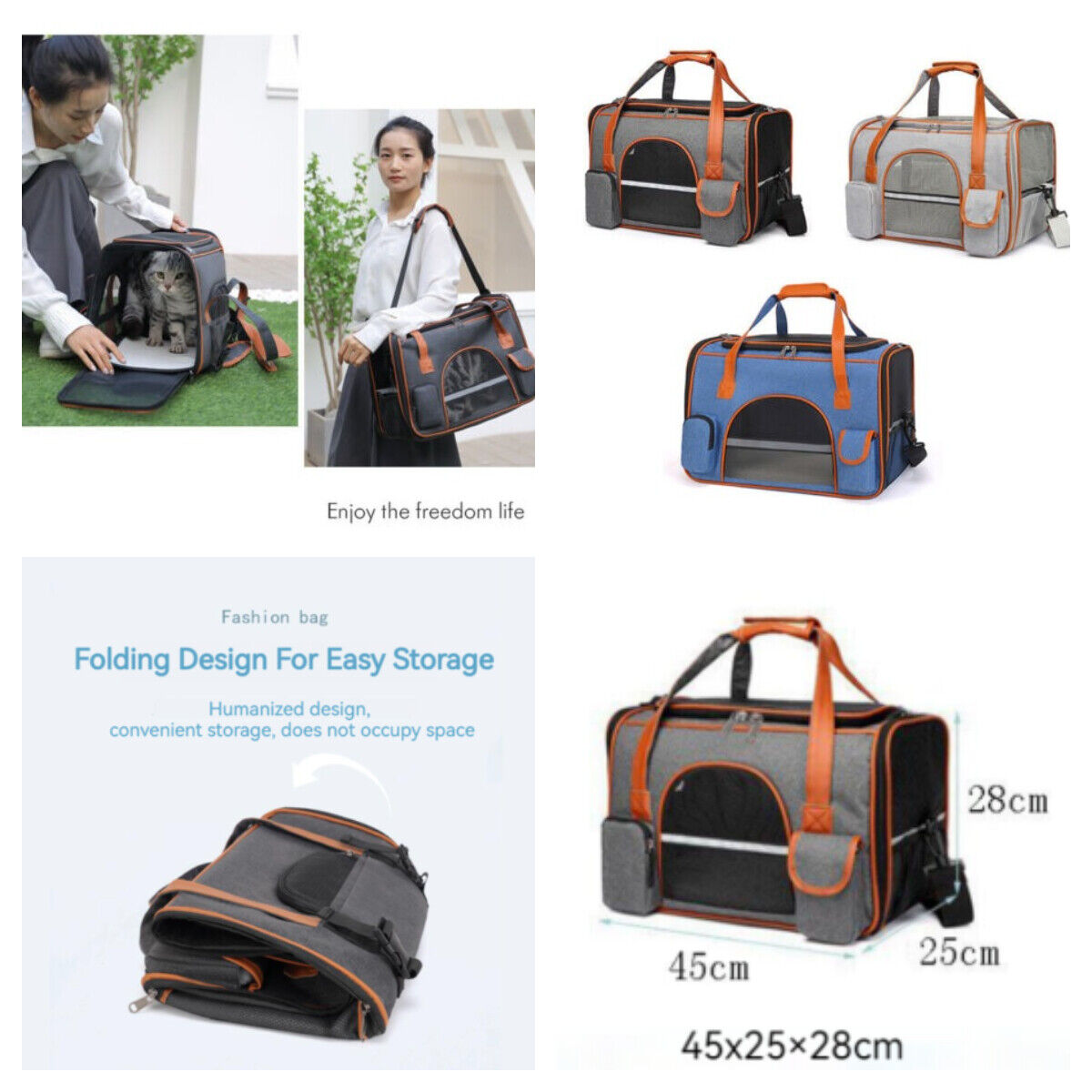 Portable Foldable Breathable Pet Going Out One Shoulder Tote Large Capacity