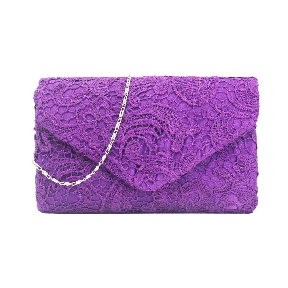 NEW Shining Satin Ladies Evening Clutch Bag Wedding Bridal Chain Handbag Wallet