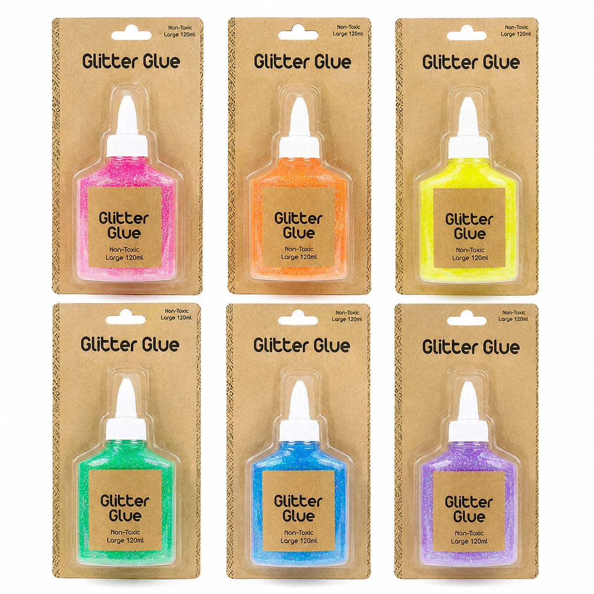 6 Pack 100g Glitter Glue Assorted Colours Sparkle Art Craft DIY Adhesive Decor