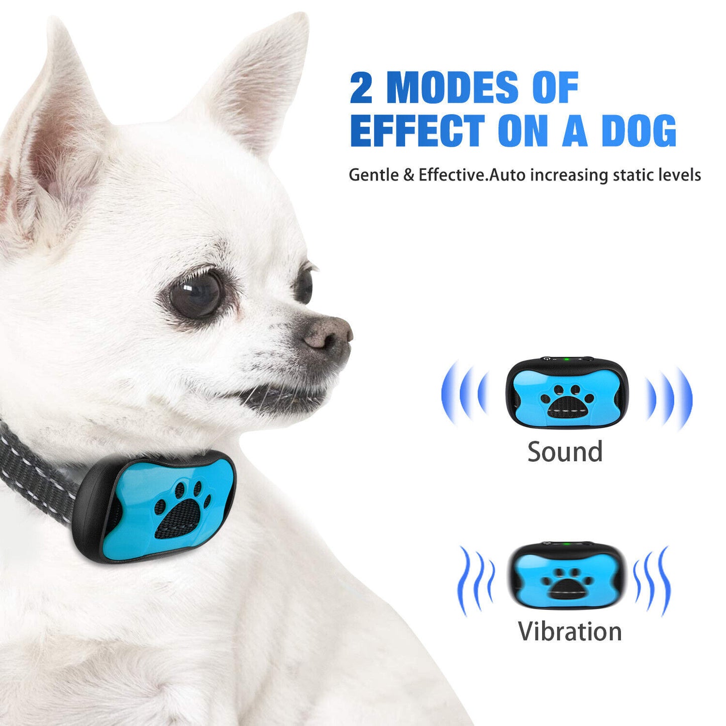 Waterproof Auto Anti Bark Dog Collar Stop Barking No-Shock Trainer Rechargeable