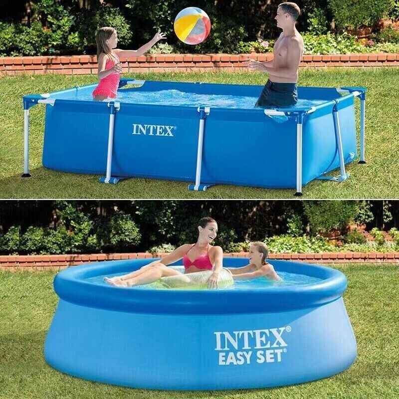 Family Outdoor Large Inflatable Swimming Pool Round Bracket Water Playing Blue