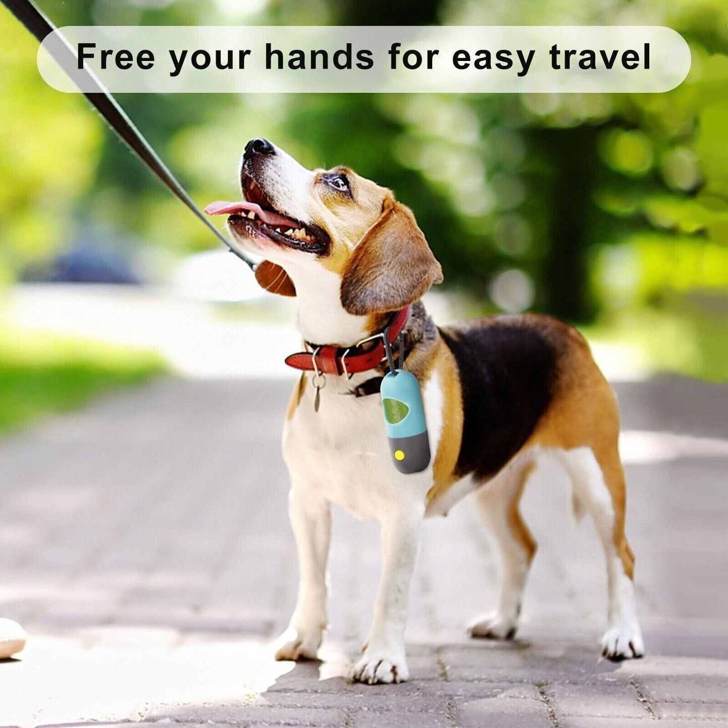 Pet Poop Bag Dispenser With LED Flashlight Waste Disposable Clean Poo Holder