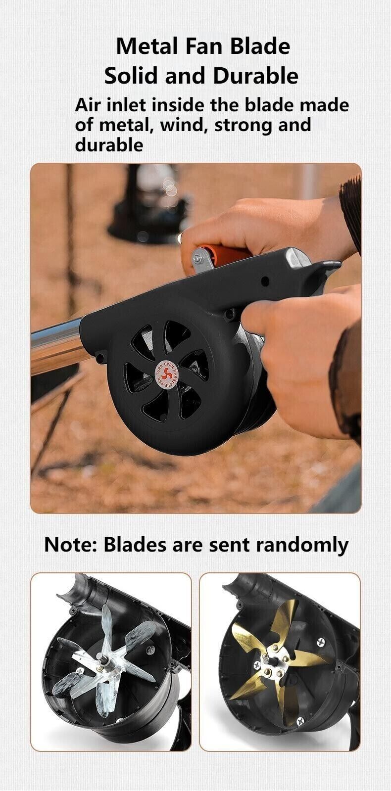 Outdoor Portable Manual Blower Large Wind Metal Outlet Camping BBQ Fire Tool