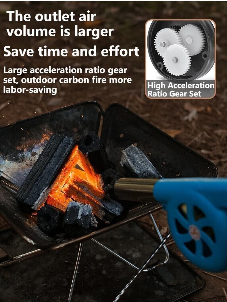 Outdoor Portable Manual Blower Large Wind Metal Outlet Camping BBQ Fire Tool