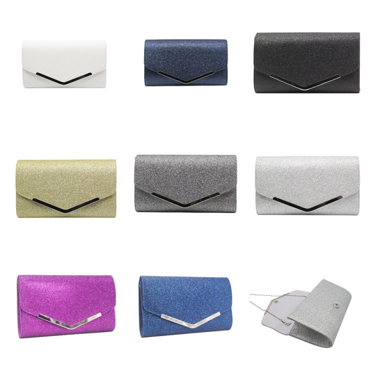 Shining Flip Magnetic Ladies Evening Clutch Bag Wedding Bridal Chain Handbag
