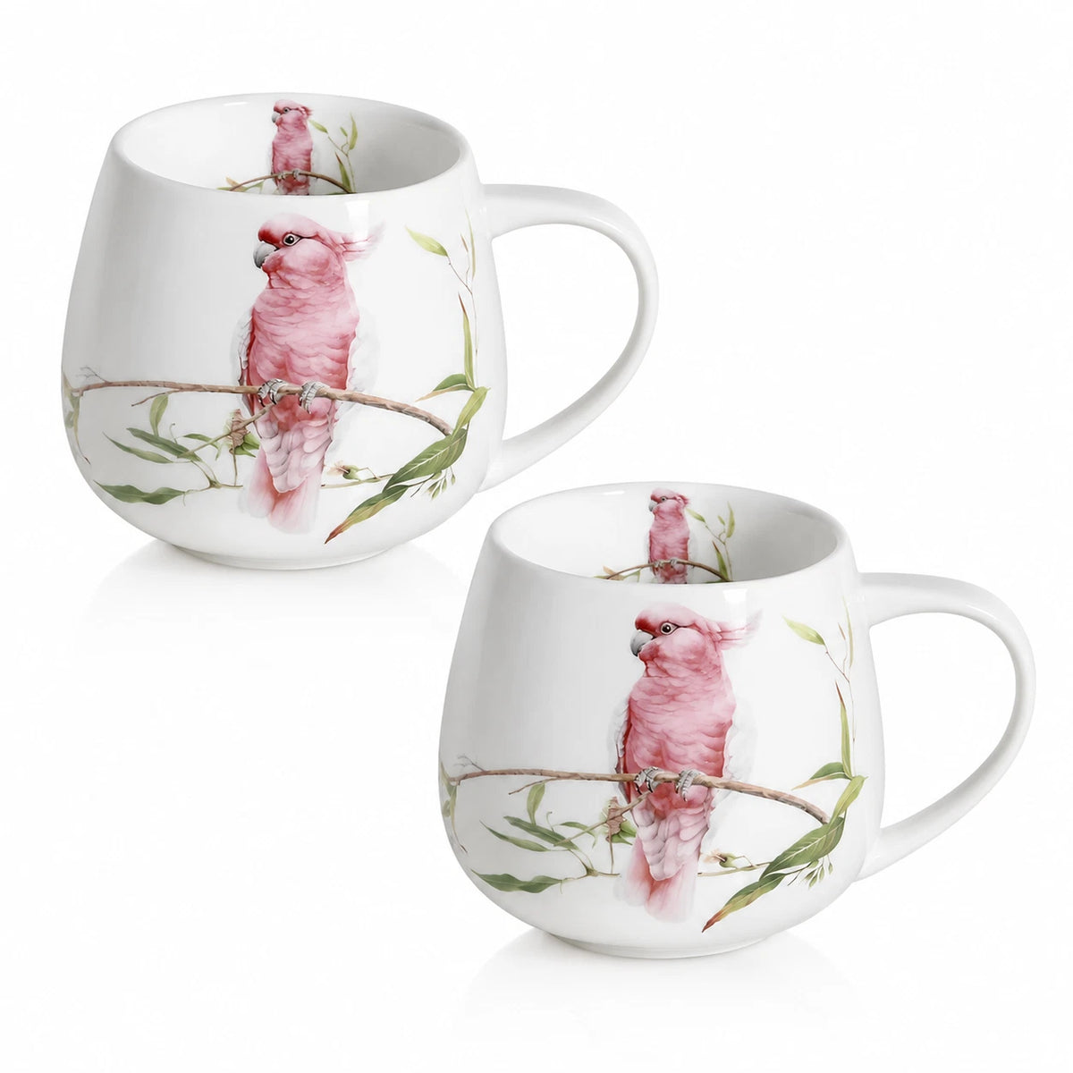 1-6x Australia Bird 400cc Fine Porcelain Coffee Mug Cockatoo Pink Yellow Tea Cup Gift