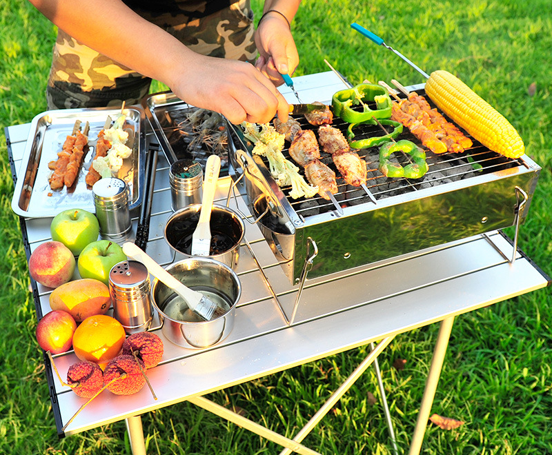 New Charcoal BBQ Grill Portable Outdoor Barbecue Foldable Portable Camping