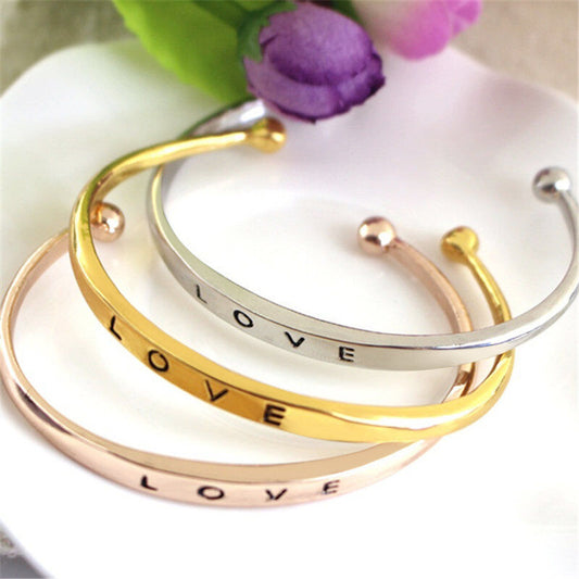 NEW Fashion Women’s Stainless Steel Screw Hand Love Wedding Cuff Bangle Bracelet