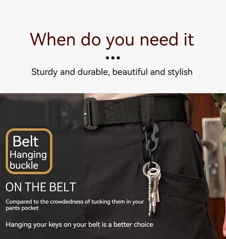 Multifunction D shape Metal Hiking Buckle Bottle Opener Spring Hook Key Ring