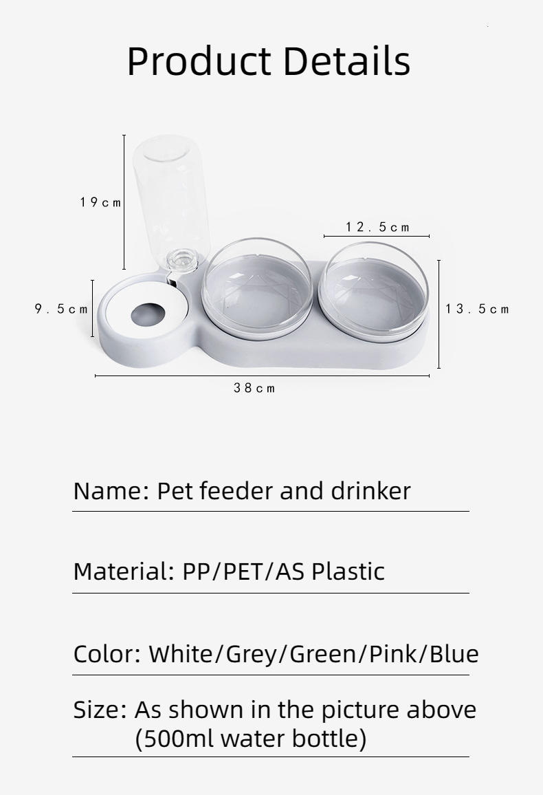 Pet Cat Three Bowl Dog Bowl Stand Cat Dog Automatic Feeder Water Fountain