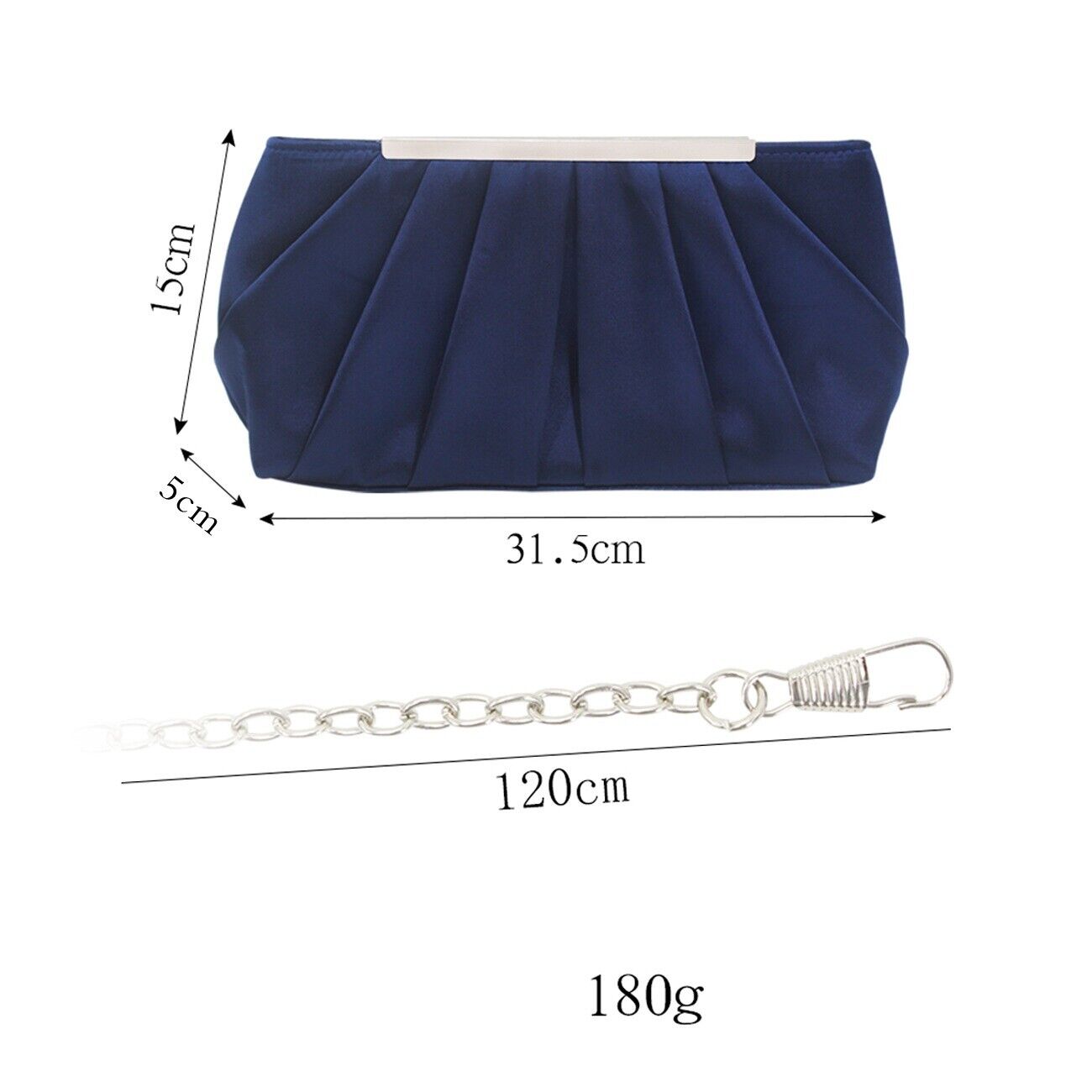 NEW Plain Satin Ladies Evening Clutch Bag Wedding Bridal Chain Handbag