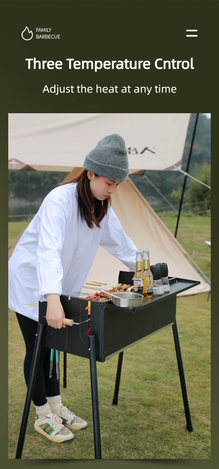 New Extra Large Charcoal BBQ Grill Portable Outdoor Barbecue Foldable Camping