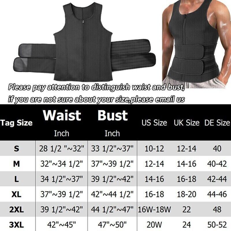Men Slimming Compression Body Shaper Waist Trainer Sauna Sweat Tank Tops Vest