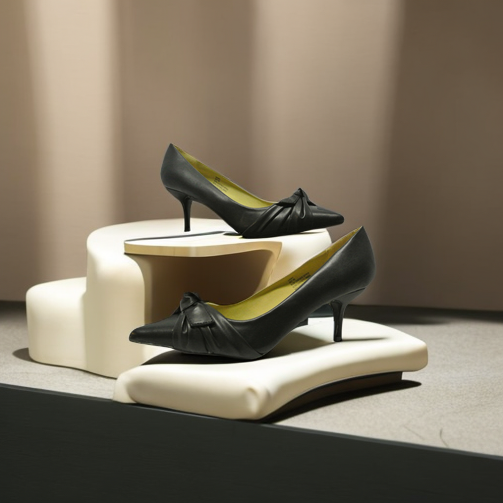 New women ladies low mid heel pumps pointed toe court work office shoes