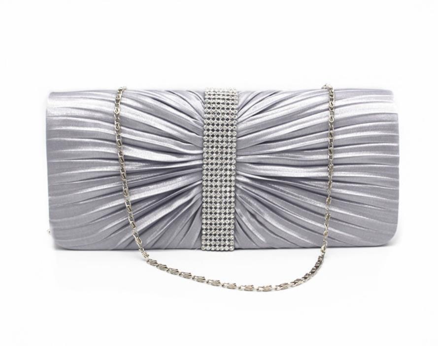NEW Shining Satin Chain Handbag Ladies Evening Clutch Bag Wedding Bridal