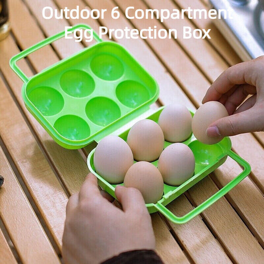 Outdoor 6 Compartment Egg Storage Portable Camping Cutlery Picnic BBQ Egg Carton