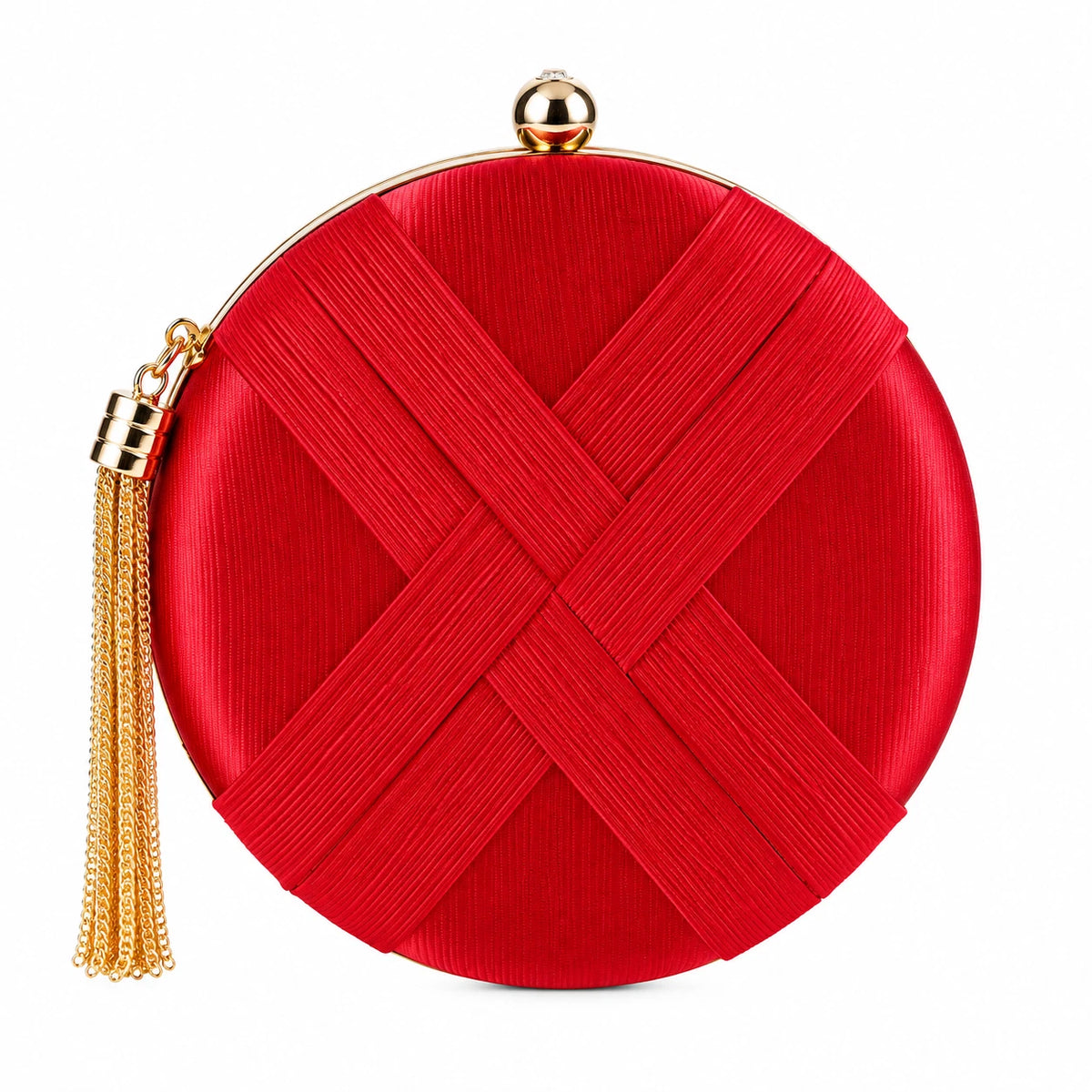 Women Round Evening Clutch Bag Wedding Party Prom Formal Tassel Chain Handbag 7 Colour