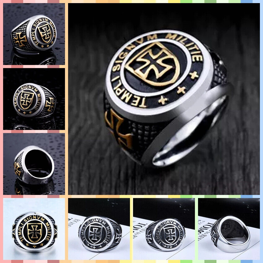 Men Domineering Design Vintage Medieval Holy Knight Templar Cross Blessing Rings # R271