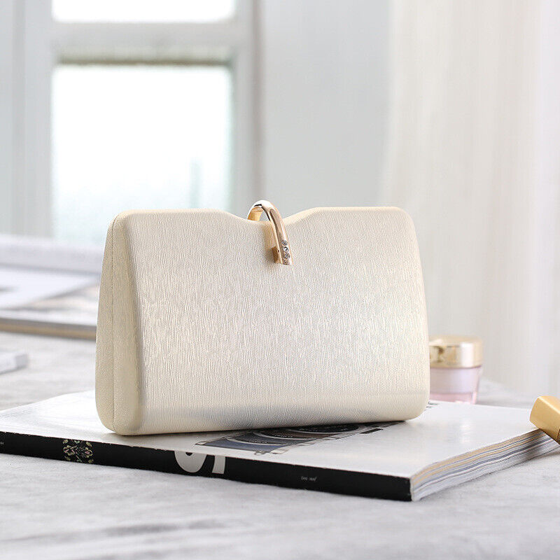 New Woman Elegant Hard Square Shell 3 Colors Wedding Clutch Evening Party Bag