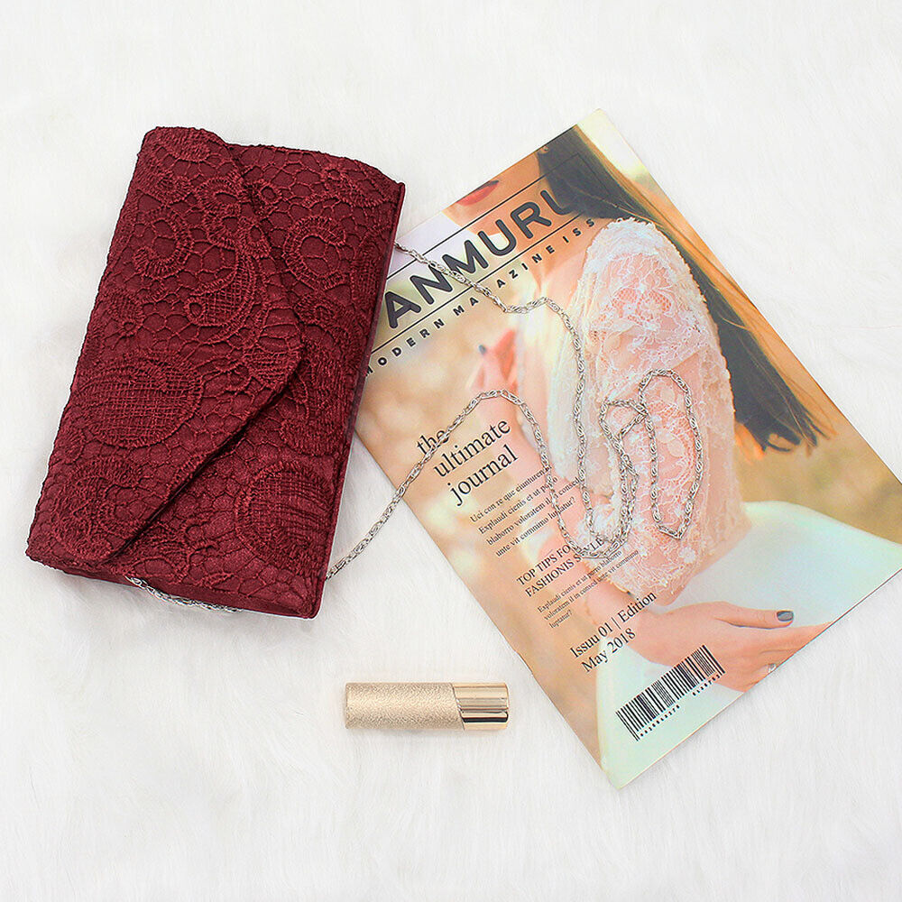 NEW Shining Satin Ladies Evening Clutch Bag Wedding Bridal Chain Handbag Wallet