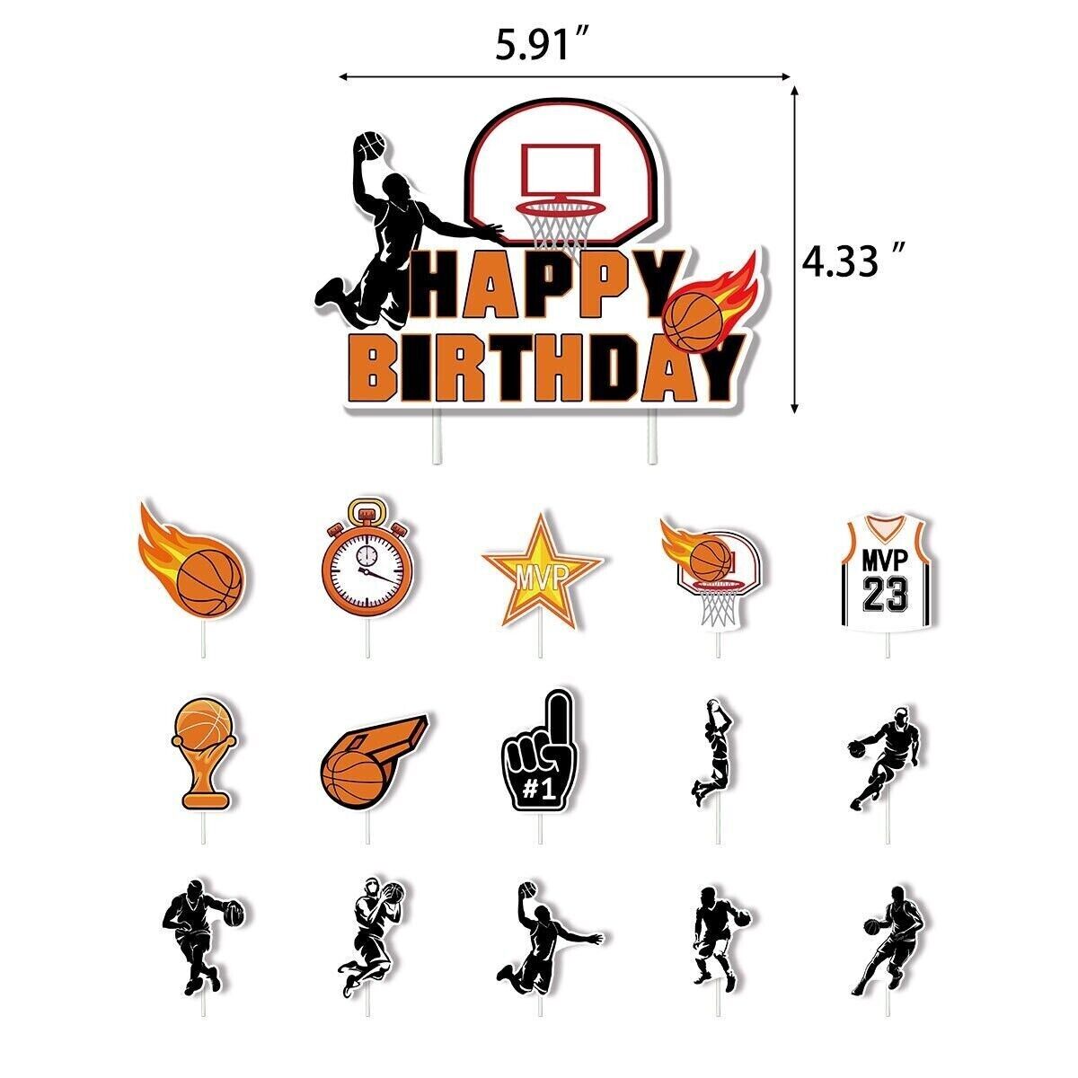 Basketball Theme NBA Jersey Birthday Pull Flag Cake Insert Card Party Decoration