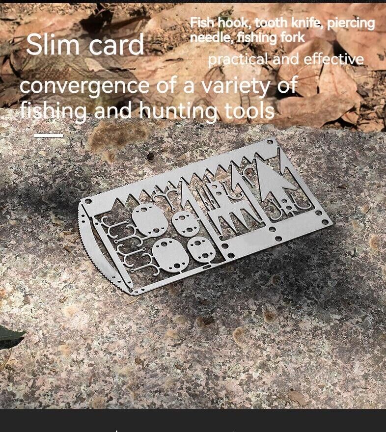 Outdoor 22 In 1 Multifunctional Survival Tools Fishing Gear Fishing Hook Card