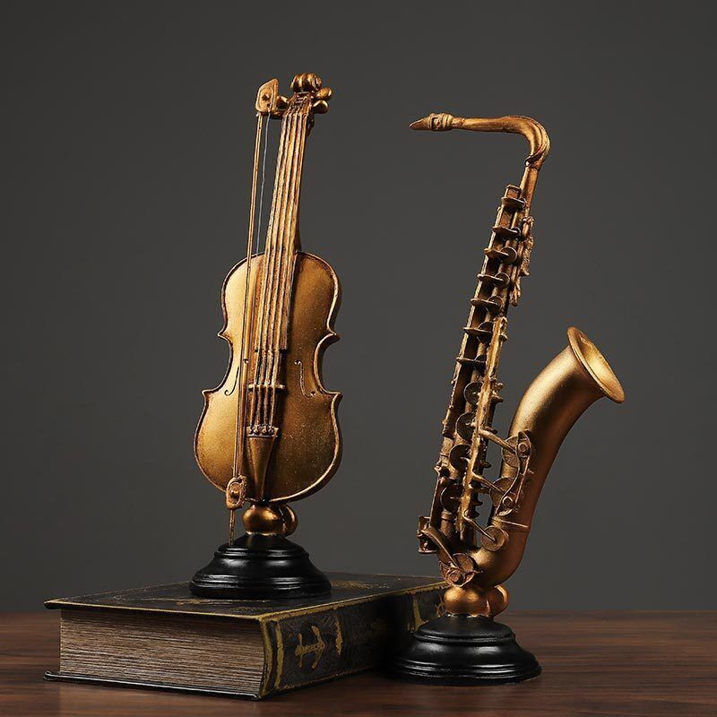 Saxophone Violin instrument home bookcase cabinet decorated resin decoration