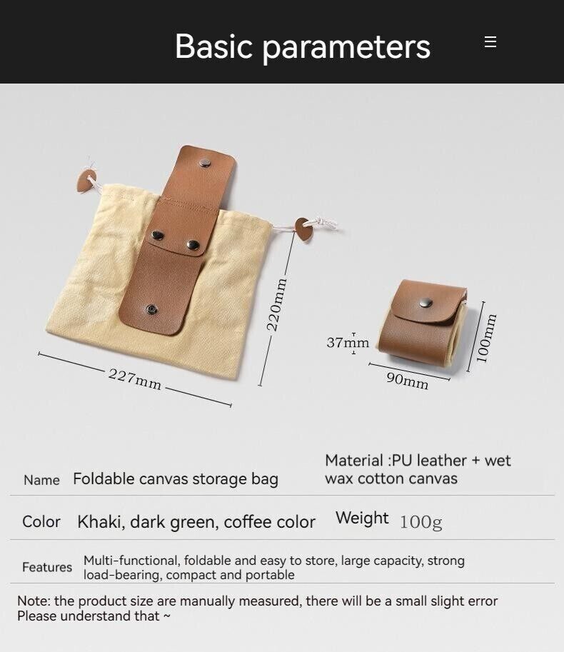 Outdoor Canvas Foraging Bag Fruit Pick Waist Tool Belt Pouch Drawstring Fold Bag