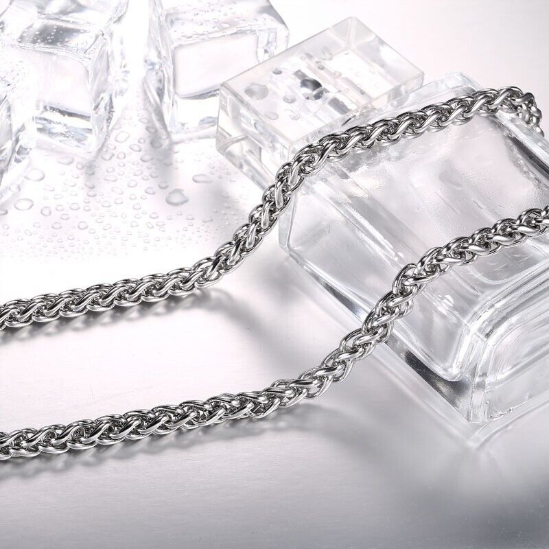 New Basic Punk Stainless Steel Single Link Twist Chain Necklace for Men Women