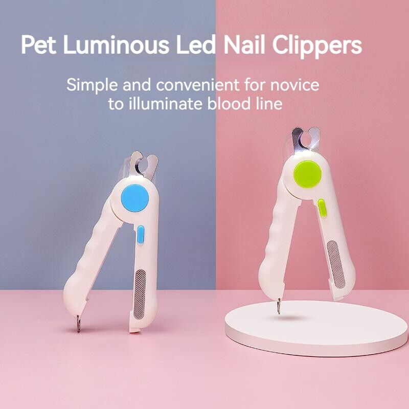 Cat Dog Nail Sharpener Nail Clippers Pet Grooming Cleaning Supplies LED Lights