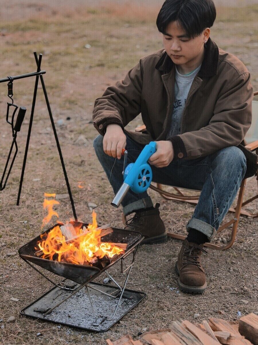 Outdoor Portable Manual Blower Large Wind Metal Outlet Camping BBQ Fire Tool