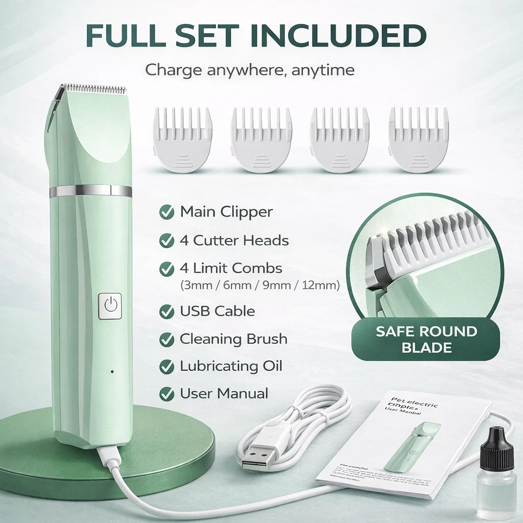 4 in 1 Pet Grooming Clipper Kit Dog Cat Hair Trimmer Nail Grinder Low-noise USB
