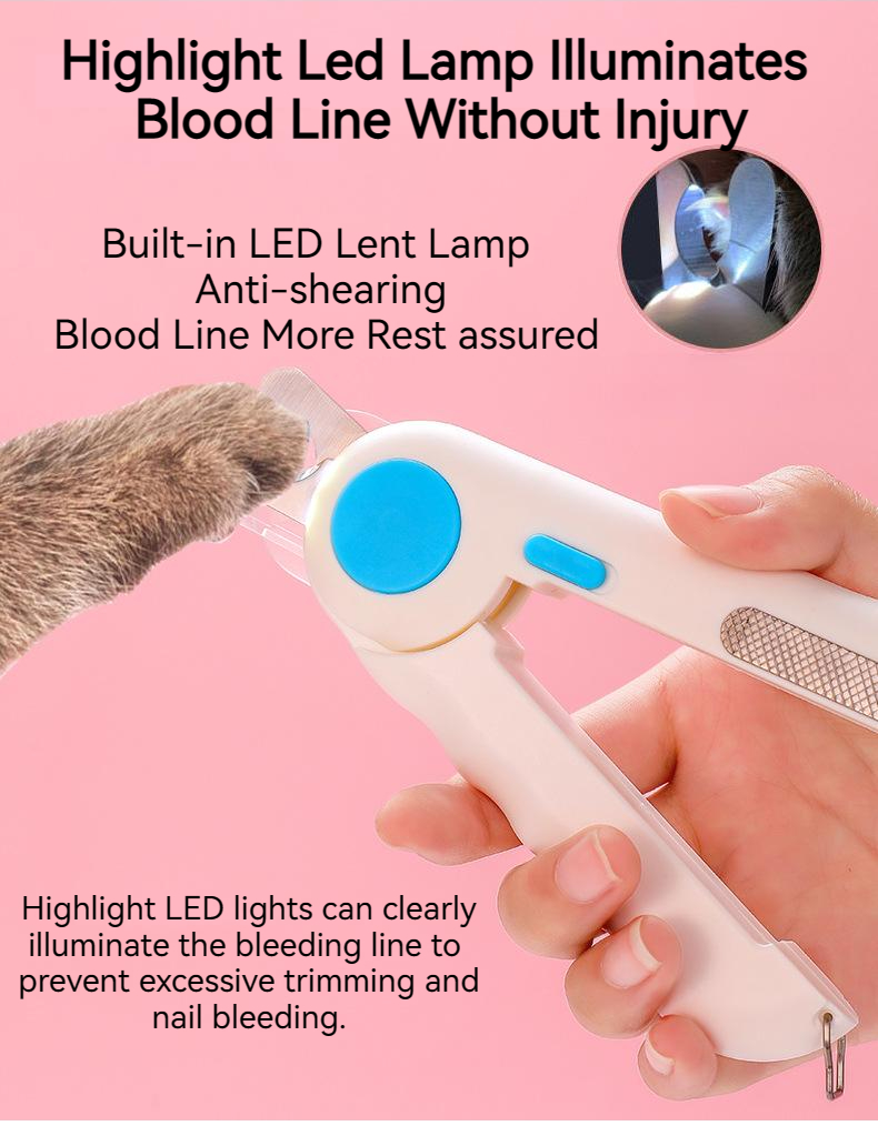 Cat Dog Nail Sharpener Nail Clippers Pet Grooming Cleaning Supplies LED Lights