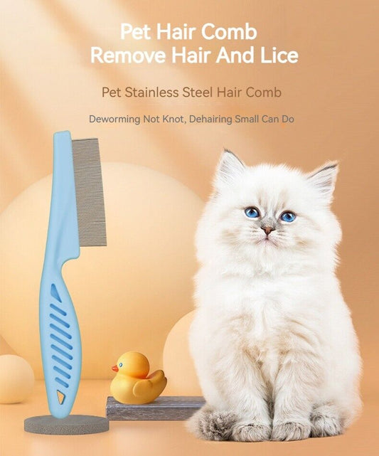Pet Dog Encrypted Clean Flea Lice Removal Comb Hair Shedding Comb Steel Pin Comb