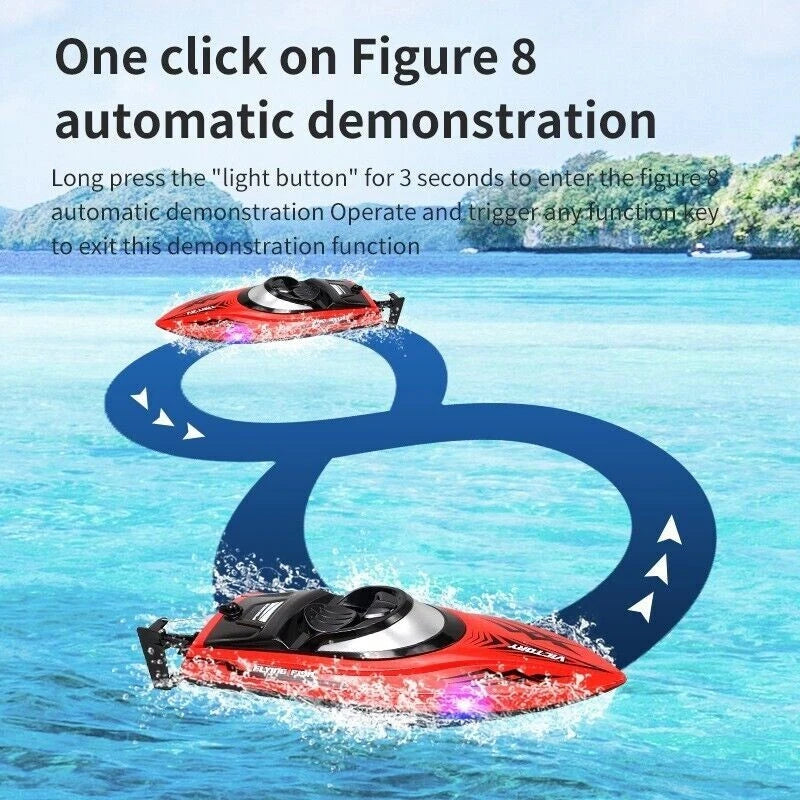 High Speed RC Boat 20km/h 2.4G Remote Control Racing Speedboat Capsize Reset LED