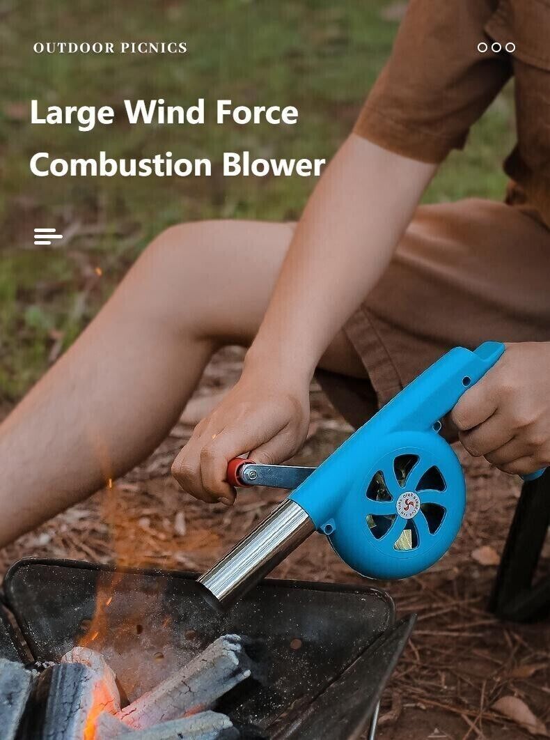 Outdoor Portable Manual Blower Large Wind Metal Outlet Camping BBQ Fire Tool